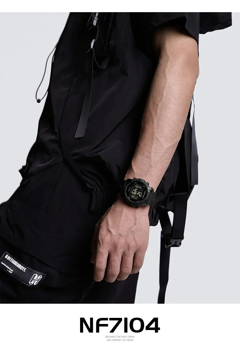 NAVIFORCE NF7104  Men's LCD Digital Casual Date and Week Alarm Waterproof Silicone Strap Electronic Watch