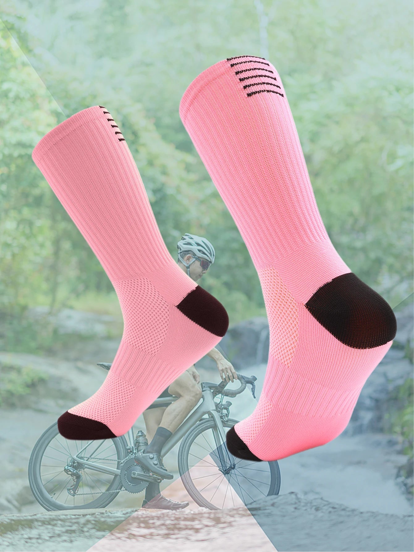 1 Pair Cycling Socks Compression Athletic Crew Running Socks Mens Womens Hiking Riding Bike Workout Climbing Sports