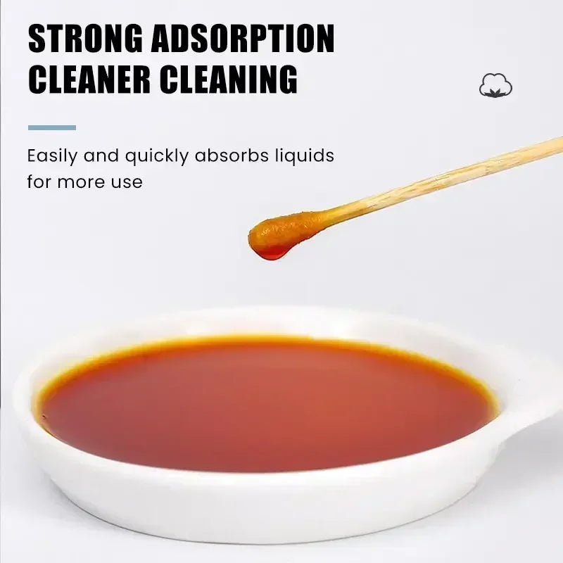 100/300/500 Pcs Cotton Swabs with Wooden Sticks, Bamboo Cotton Swabs Double Round Tips, Biodegradable Cotton Buds