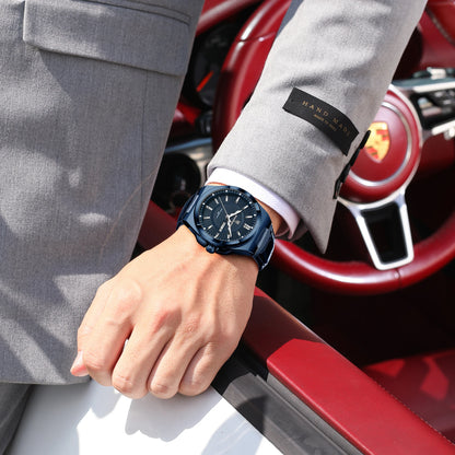 POEDAGAR Fashion Brand Man Wristwatch Waterproof Luminous Date Week Quartz Luxury Men's Watches Leather Business Men Watch Reloj