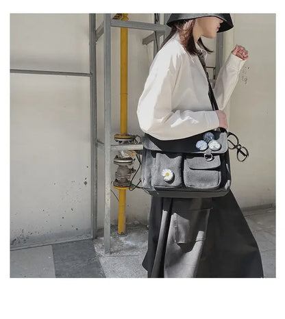 Ladies' Cute and Versatile Canvas Youth Fashion Shoulder Bag Student Large Capacity Crossbody Bag