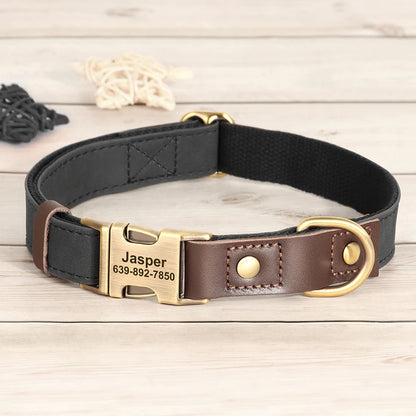 Personalized Dog Collar Leash PU Leather Dog Collars With Walking Lead Rope Free Custom Pet ID Necklace for Small Large Dogs Pug