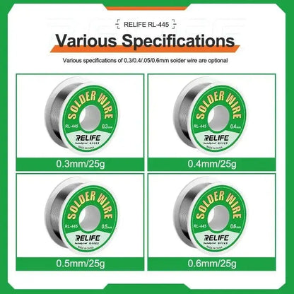 RELIFE RL-445 0.3/0.4/0.5/0.6mm High Purity Rosin Core Solder Wire for Mobile Phone Electronic Parts Repair Solder Wire Tool