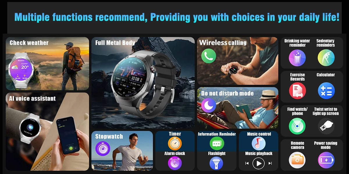 2025 New GT5 Pro Smart Watch Men AMOLED Screen GPS Motion trajectory Heart Rate Monitr Bluetooth Call SmartWatch Waterproof Band