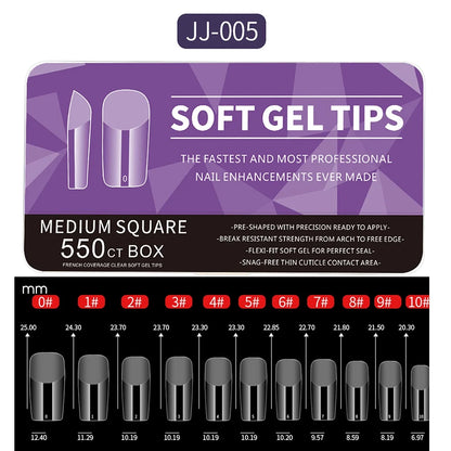 550pcs Soft Gel Nail Tips Medium Short Almond Coffin Full Cover Matte Extension Tool Acrylic Press on Nail French Manicure Decor