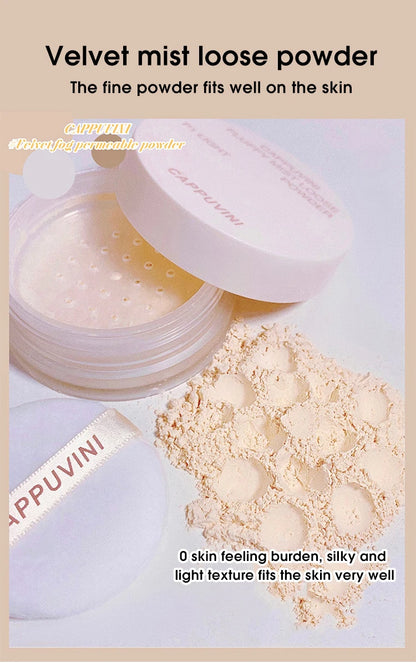 Cappuvini Velvet Mist Set Makeup Powder Fine and Non sticking Powder Mist Face Matte Holding Makeup Clear Honey Powder