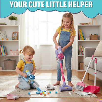 Kids Simulation Electric Vacuum Cleaner Toy Set Housekeeping Role Play Educational Toys for Toddlers Perfect Gift for Girls Boys