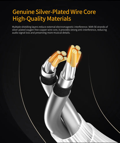 KZ Earphones Cable OFC Silver Plated Upgrade Cable Wire Type-c 2PIN Cables Microphone Optional