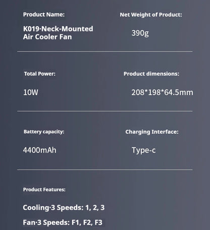 New Neck Air Conditioner Portable Neck Fan Rechargeable Semiconductor Cooling Bladeless Fan Outdoor Personal Fan Wearable Cooler