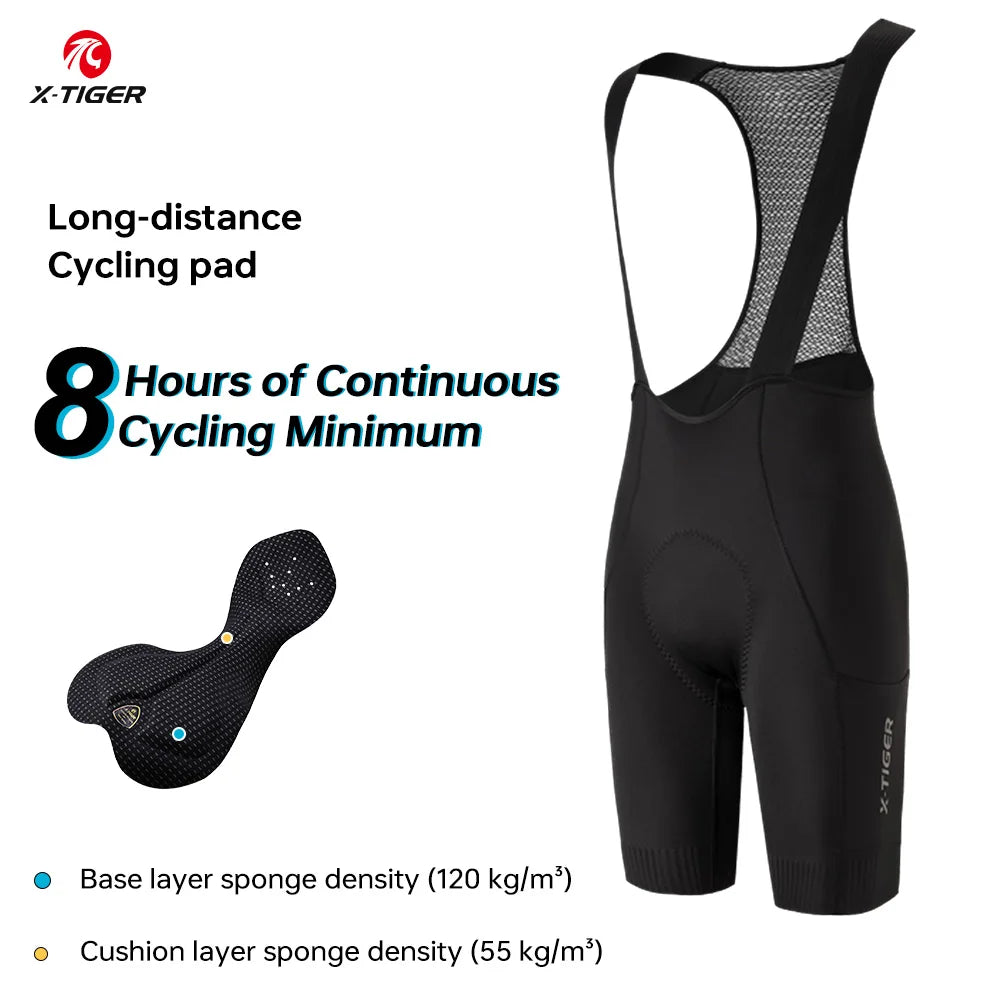 X-TIGER Men's Cycling Bib Shorts 120 Density Gel Cushion Mountain Road Bike Cycling Shorts Outdoor Casual Sports Bib Shorts