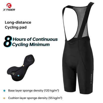 X-TIGER Men's Cycling Bib Shorts 120 Density Gel Cushion Mountain Road Bike Cycling Shorts Outdoor Casual Sports Bib Shorts