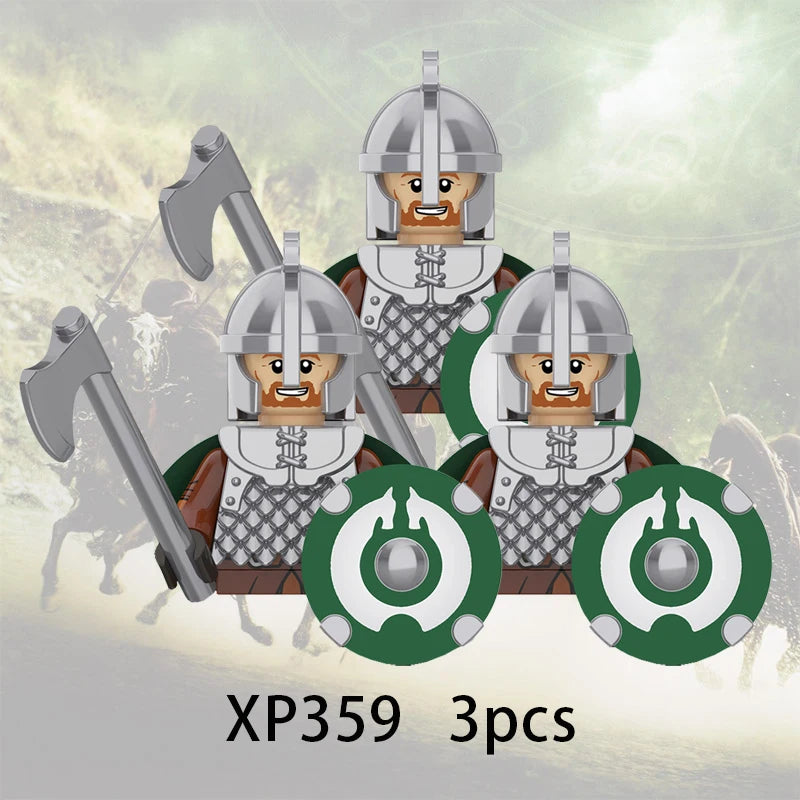3pcs Lord Rings Elves Orcs Army Dwarf Rohan Mini Action Toy Figures Building Blocks Assembly Toys for Kids Birthday Gift