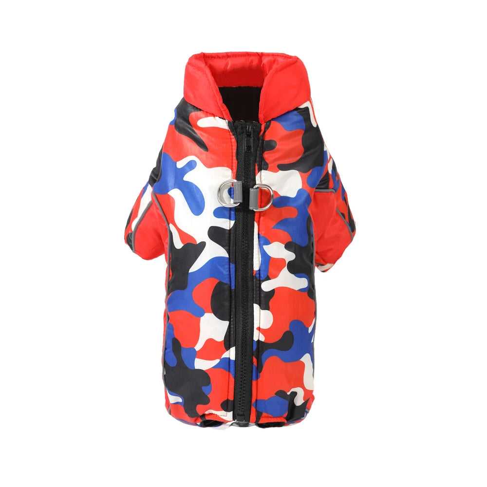 Warm Pet Clothes With D-ring Reflective Dog Jumpsuit For Small Medium Dogs Camouflage Puppy Coat For Winter Chihuahua Pug Jacket