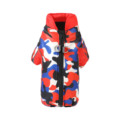 Warm Pet Clothes With D-ring Reflective Dog Jumpsuit For Small Medium Dogs Camouflage Puppy Coat For Winter Chihuahua Pug Jacket