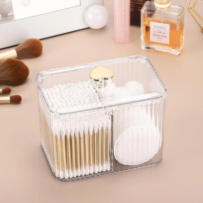 Qtip Holder Dispenser  Clear Bathroom Organizer Jar  Swab/Pad/Ball Holder Container Cosmetics Storage Boxes for Vanity