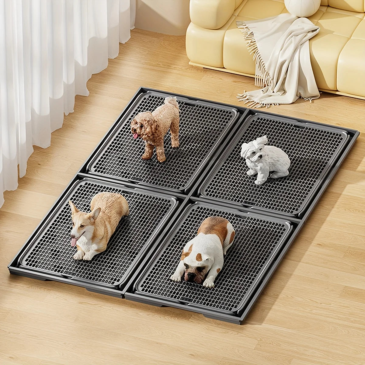 KEMORELA 2-in-1 Dog Potty Tray And Cat Litter Mat Non-Slip Waterproof Soft Paw-Friendly Grid Pattern for Easy Cleaning