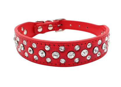 Pet collars for small dogs, pet collars, rhinestone PU collars for cats and dogs, adjustable to prevent pets from being lost