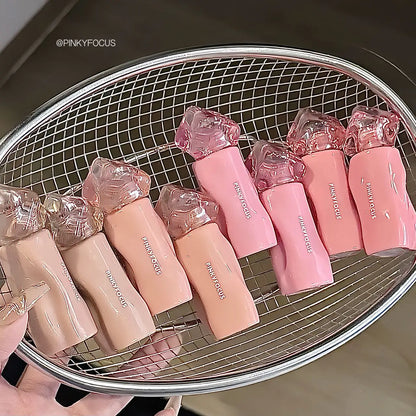 Pinkyfocus Glossy Mirror Lip Gloss Hydrating Juicy Nude Lip Tint Long Lasting Daily Natural Makeup for Spring Summer