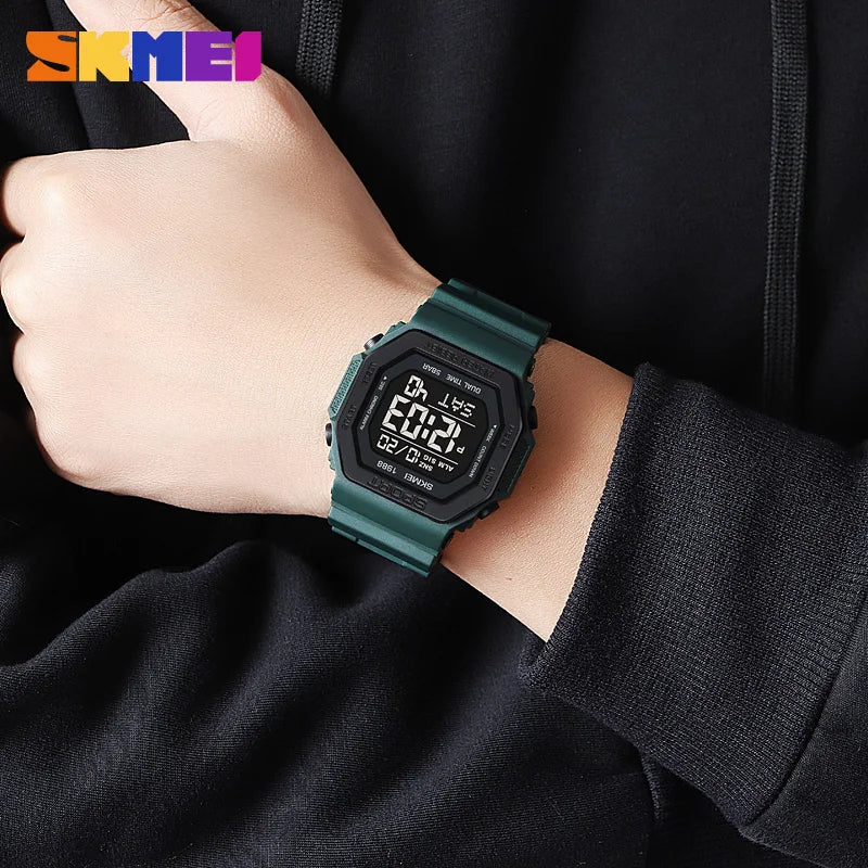 SKMEI 1988 Digital Sport Watch for Men LED Display Military Countdown Military Wristwatches Waterproof Mens Reloj Hombre 1628