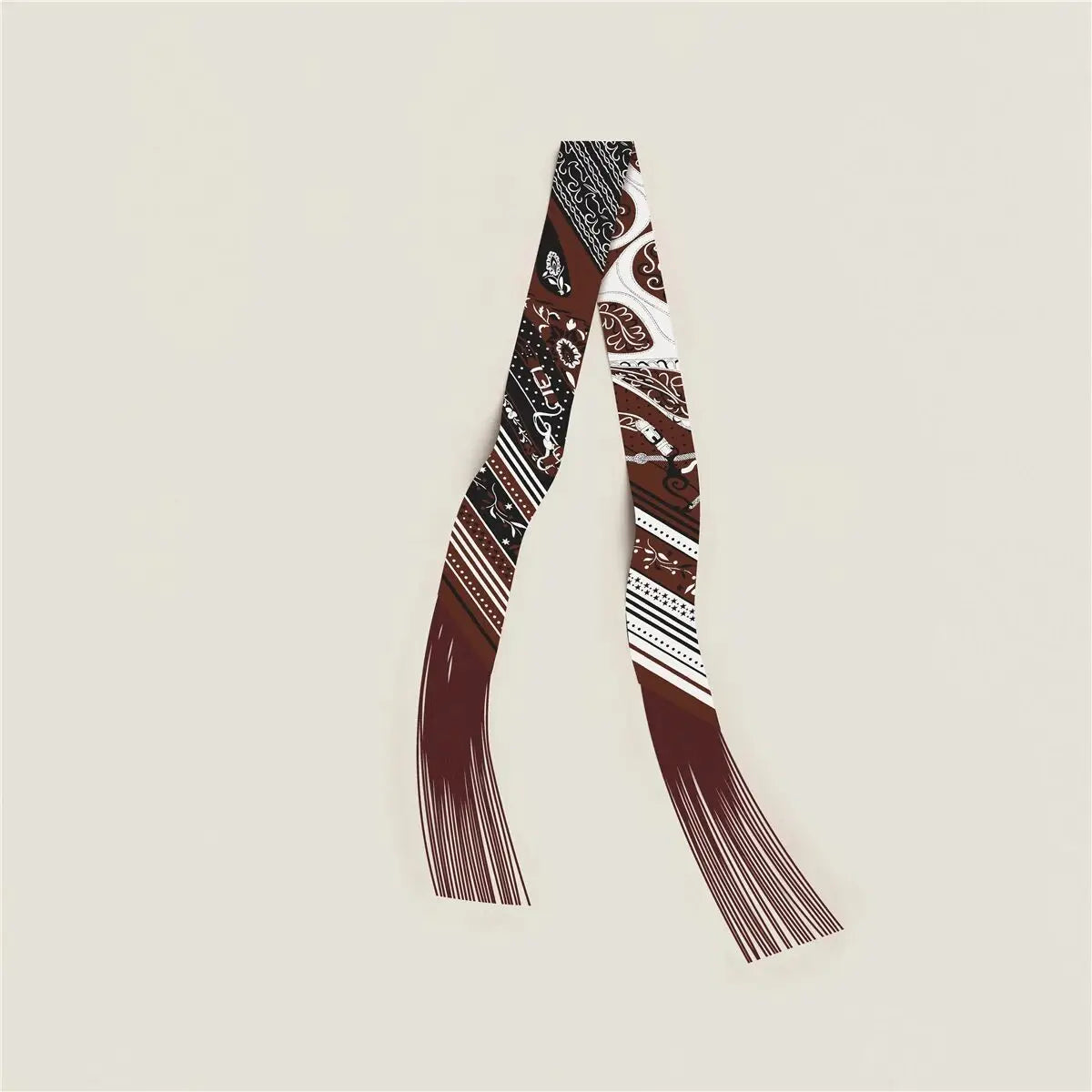 130x5cm Tassel Cashew Print Scarf Women's All-season Twill Silk Decorative Ribbon Multi-purpose Bag Hair Tie Belt Scarf