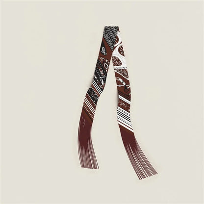 130x5cm Tassel Cashew Print Scarf Women's All-season Twill Silk Decorative Ribbon Multi-purpose Bag Hair Tie Belt Scarf