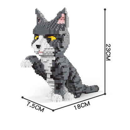 Knew Built Adorable Cat Mini Model Building Blocks 4 Expressive Faces Option in Orange and Cow Patterns for Kid Toys and Pet Fan