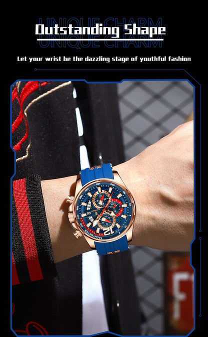 POEDAGAR Luxury Watch For Men Date Chronograph Luminous Waterproof Silicone Male Watch Fashion Sports Quartz Men's Watches Reloj