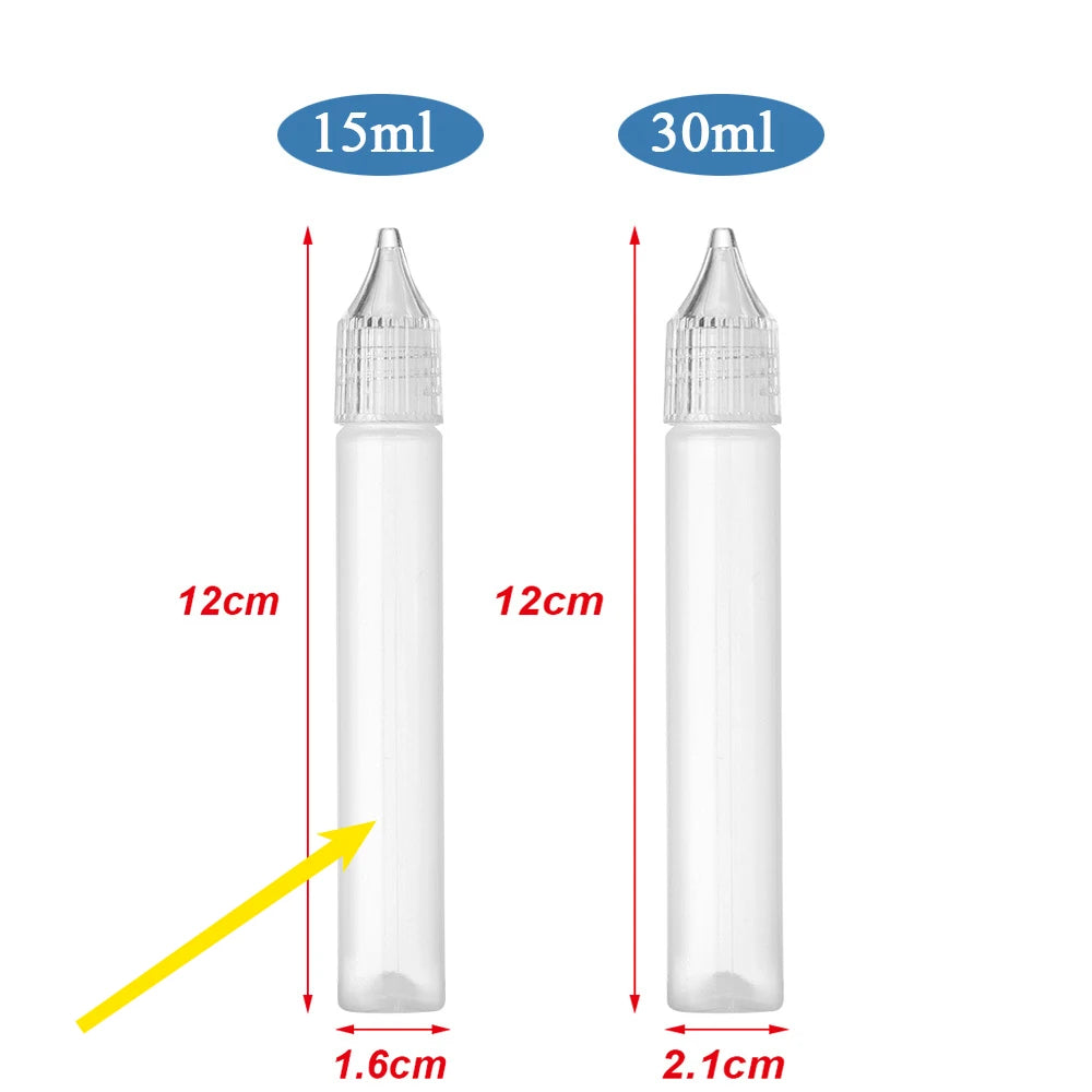 5Pcs/set 15ml/30ml White Plastic Glue Applicator Needle Squeeze Bottles For Paper Quilling DIY Craft Supplies