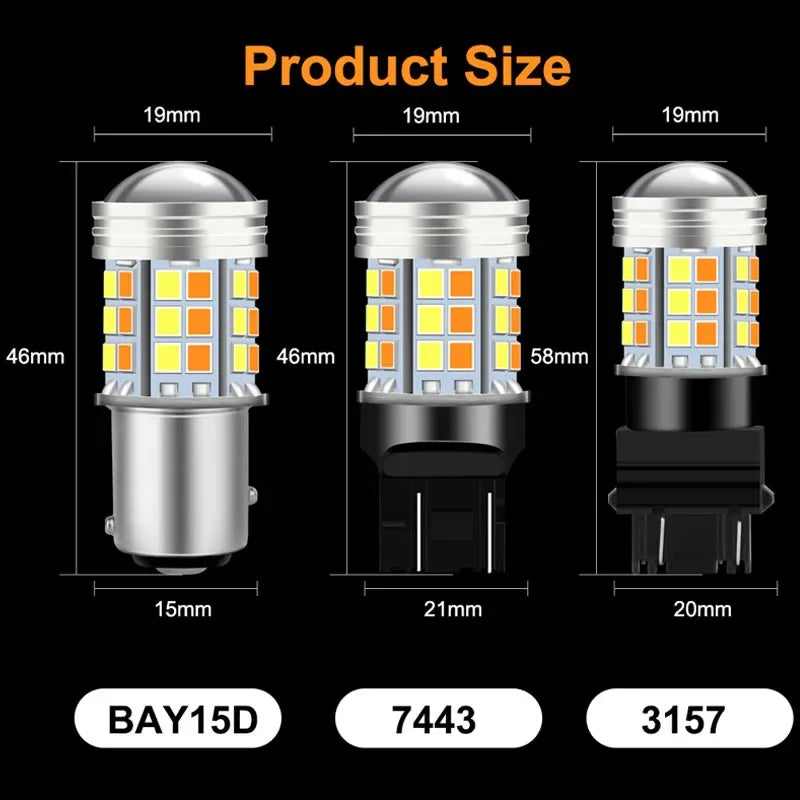 1pc Dual Color Parking Light Led T25 3157 P27/7W 45Smd Car DRL Turn Signal Lamp Auto Lights Bulb 12V CAR Accessories