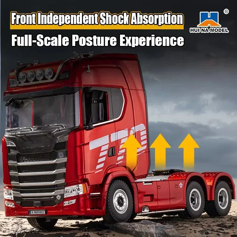 HUINA 1501 770S 1/18 19CH 2.4G RC Alloy Tractor Truck Engineering Trailer Truck with Light and Sound Toys for Boys Adults Gifts