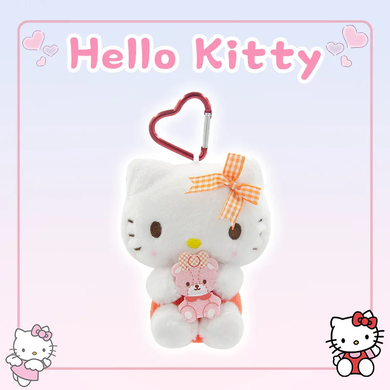 Genuine Sanrio Hello Kitty Kuromi Melody Pachacoo Cinnamoroll Stuffed Toy Pendant Cute Plush Toys Keyring Keychain Birthday Gift