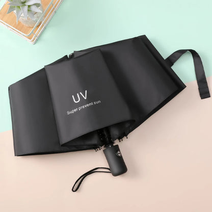 8-Rib Automatic High Quality Umbrella - One-Touch Open/Close, Compact Foldable Design for Men & Women, Navy & Black, Business &