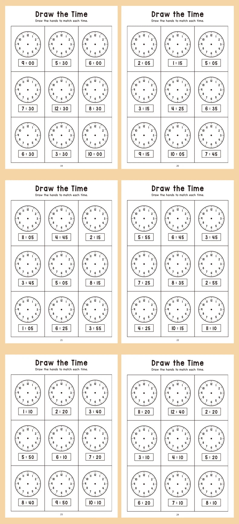 32 Page Telling Time Exercise Time Cognition Book Interactive Game Book about Time Fun Time Game Drawing Learning Book