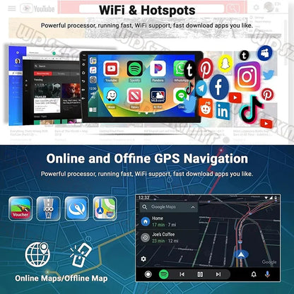 7 9 10"2 Din Car Audio Android 13 Android auto Wireless Carplay 64G Automotive Multimedia Player BT GPS Car intelligent Systems