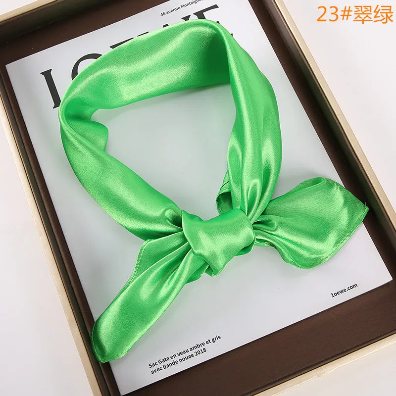 New Solid 60x60cm Square Scarf Single Imitation Silk Bright Light And Satin Performance Scarves Party Gift