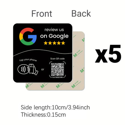 HACHANLUN programmable NFC 215 square for Google Review Card NFC Station Table 13.56Mhz QR code editable Standing Card