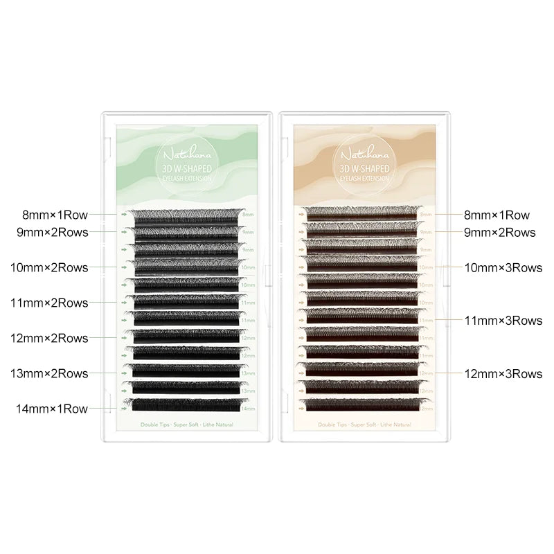 NATUHANA 3D 4D 5D W-Shape Eyelash Extension C D L LU(M) Curl Colorful Lashes High Quality Clover W Brown Shape Eyelash