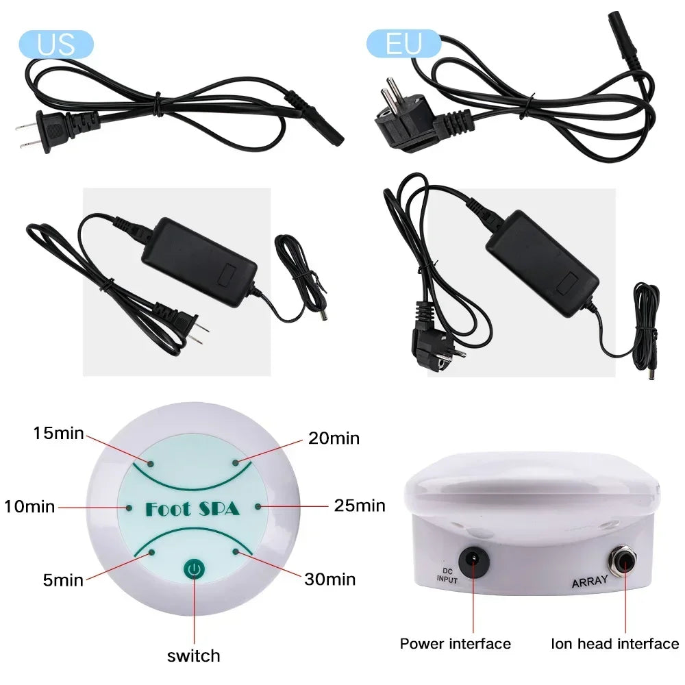 Ionic Foot Detox Machine with Tub Basin Foot Bath Detoxing Spa Massager Ion Cleanse Massage Device Bucket Ionic Detoxifier