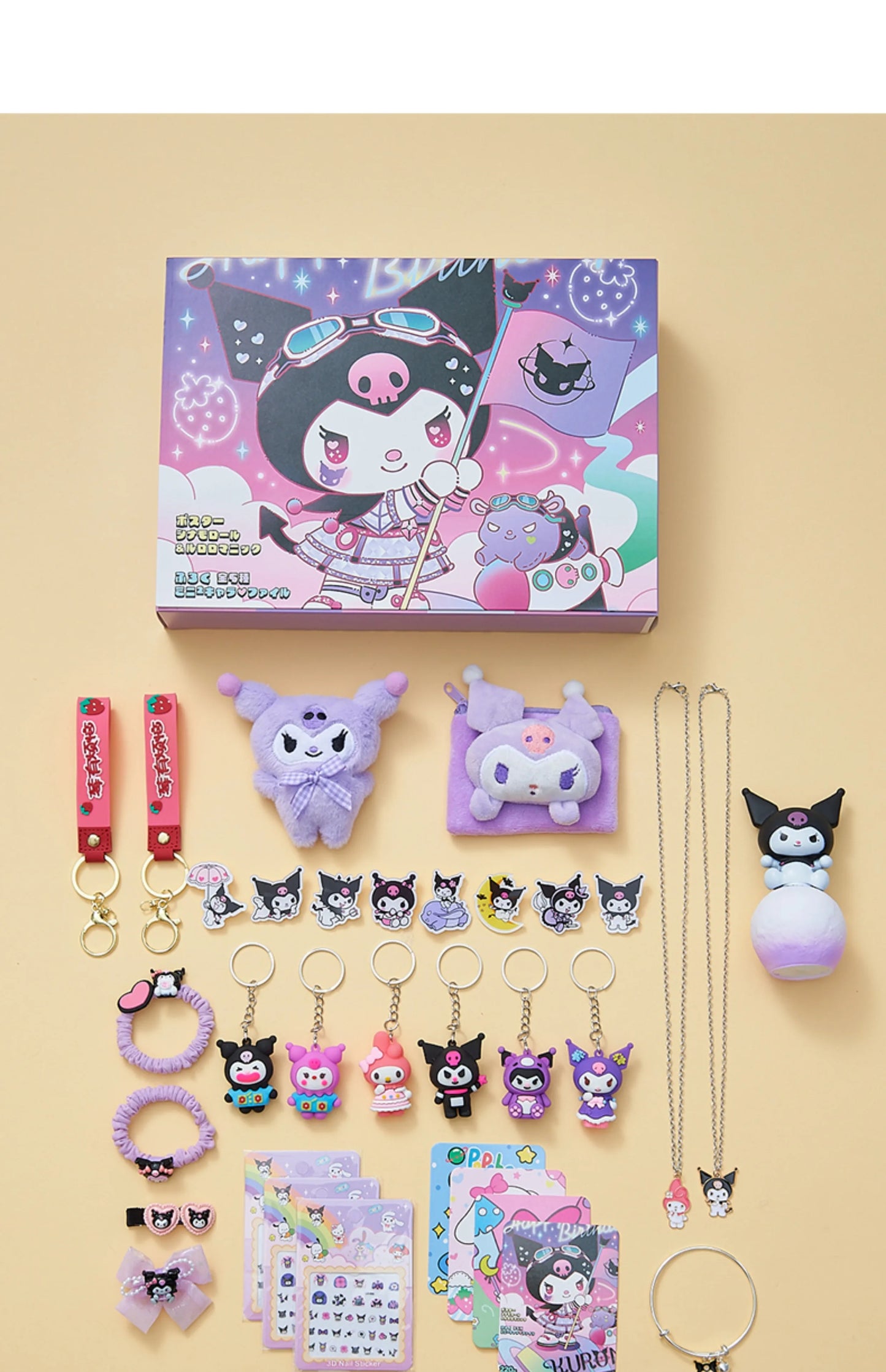 Cute Kuromi Cinnamoroll Melody Christmas Advent Calendar Kawaii Random Figure Ornament Anime Cartoon Keychain Kids Toy Gift