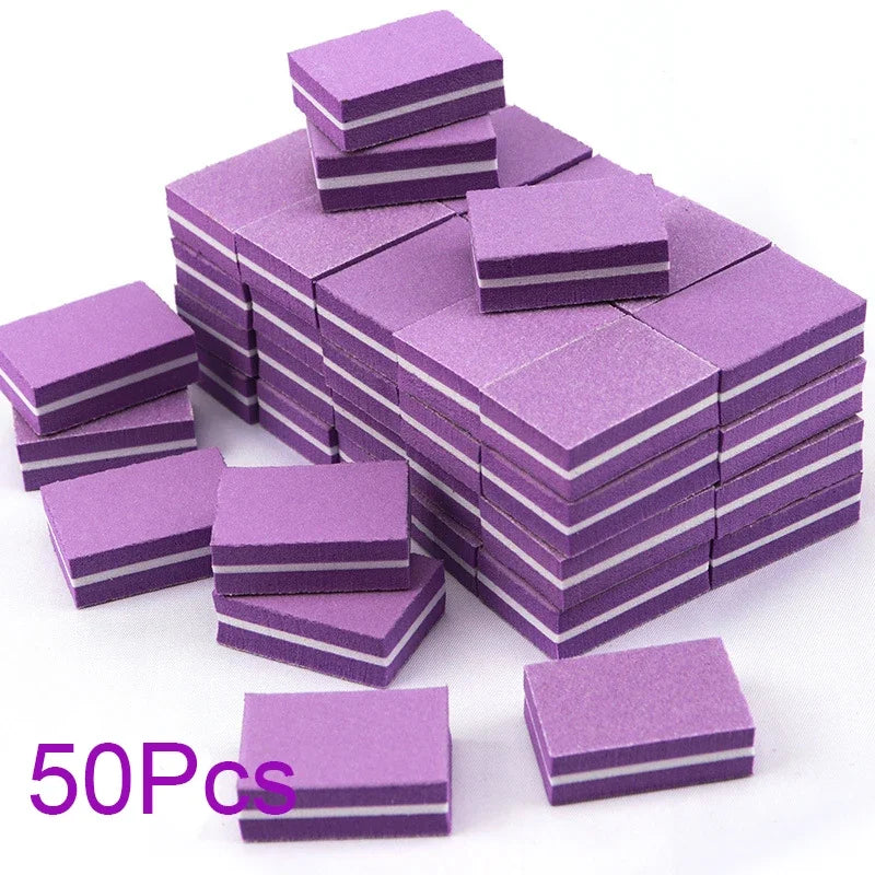 10-50-100pcs Professional Mini Nail Art Buffer File Set 100/180 Sandpaper Manicure Care Tips Sanding Polishing Tools Kit
