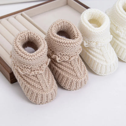 2Pcs/Pair Baby Knit Socks 0-12M Solid Cochet  Walking Socks Newborn Photography Prop Infant Birthday Gift Handmade Boutique Sock