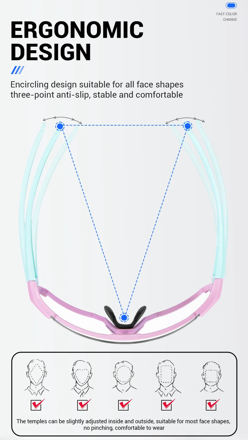 SCVCN Photochromic Sunglasses Cycling Glasses Outdoor Cycling Road Mountain Bike Glasses Men and Women Casual Hiking Windproof