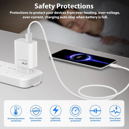 6A 67W Ultra Fast Charger For Xiaomi 11 12 Lite 13T 14T 15 17 Redmi Note 10 11T 12 13 14 POCO X3 X4 X5 Type C USB Charging Cable