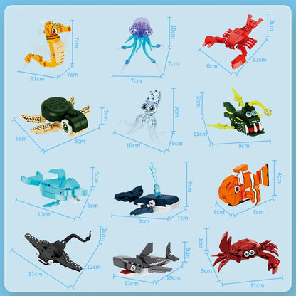 City Farm Vegetable Garden Cute Animals Insect Dragonfly Spider Mantis Centipede Grasshopper Honeybee Building Block Bricks Toy