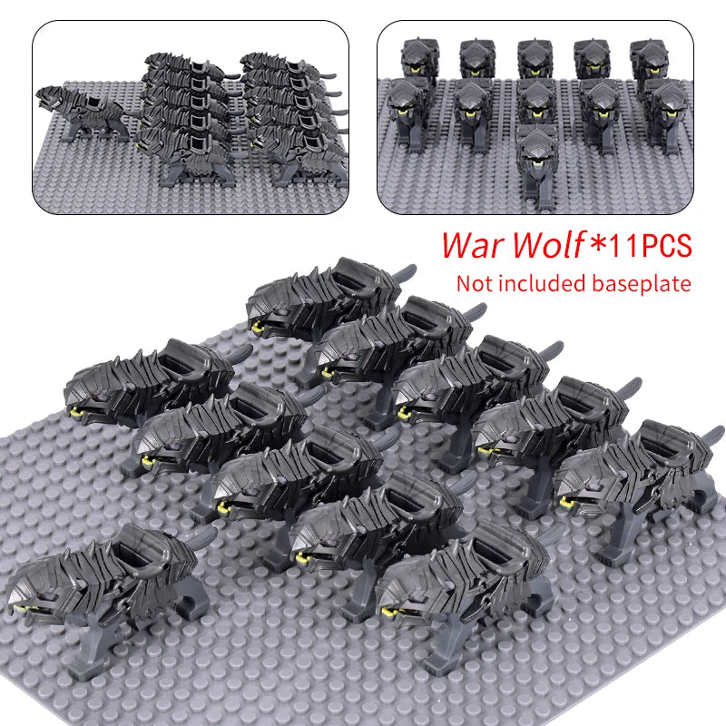 Medieval Military Sets Cavalry Figures War Horse Animals Building Blocks Parts Knight Weapons Accessories Toys for kids gifts