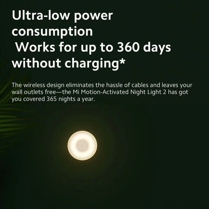 Original Mijia Night Light 2 Smart Motion Sensor, Dimmable Brightness Auto Light Sensing Bedside Lamp for Bedroom Kids Adults