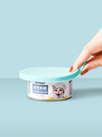 Pet Can Lid Fresh Silicone Cat and Dog Can Seal Lid Universal Adjustable Seal Lid + Spoon Food Storage Tool