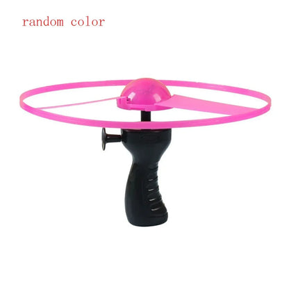 Luminous Flying Disc Propeller Toys LED Lighting Pull String Flying UFO Toy Spinning Top Outdoor Game Sports Toy Gift