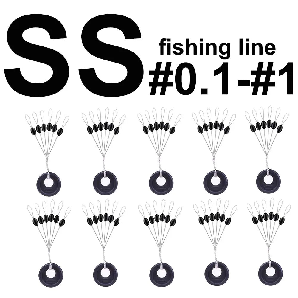 60 pcs 10 Group Rubber Silicon Space Bean Profession Fishing Float Resistance Anti-Strand fishing Line gear Connector Stopper