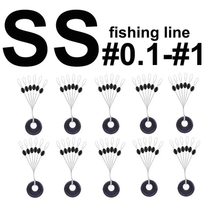 60 pcs 10 Group Rubber Silicon Space Bean Profession Fishing Float Resistance Anti-Strand fishing Line gear Connector Stopper